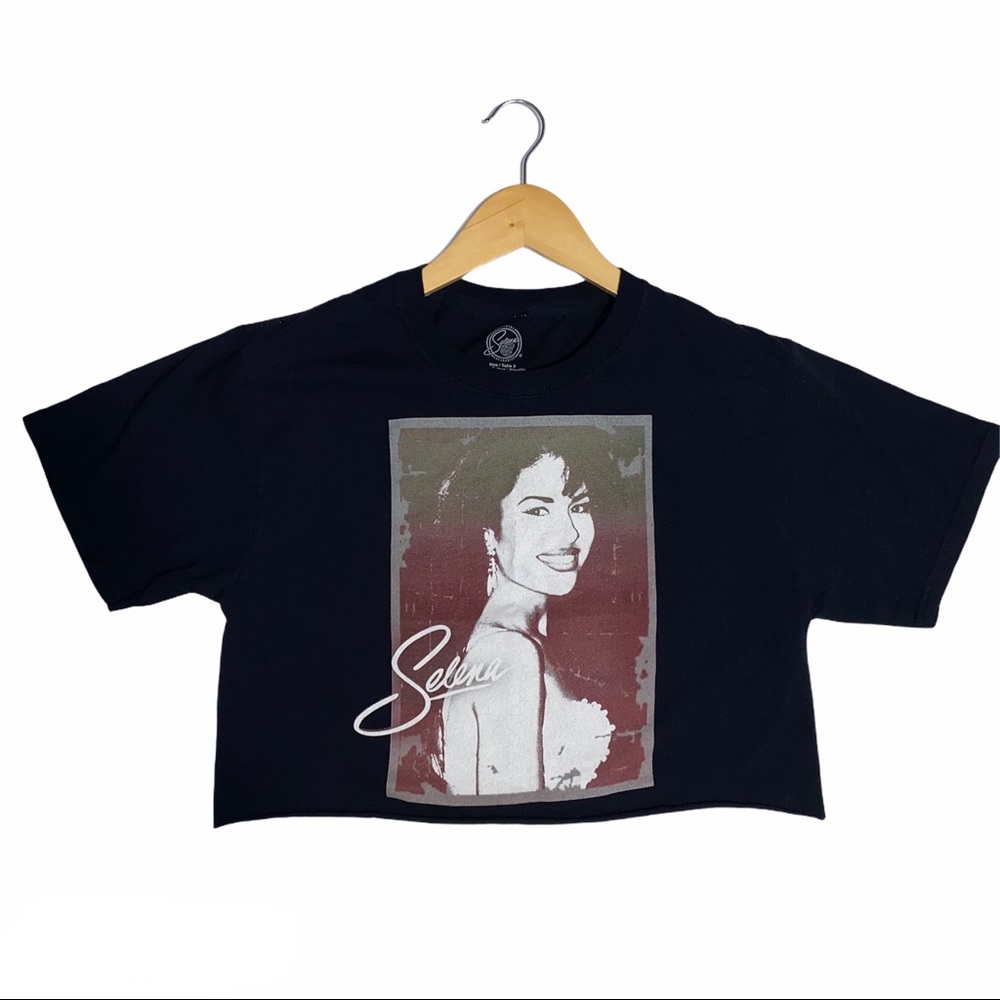 Selena Graphic Crop Top Tee | Small | Black